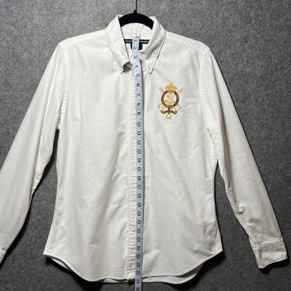 Vintage Ralph Lauren Sport White Oxford Shirt Crest Embroidery 14 Long Sleeve - Picture 5 of 12